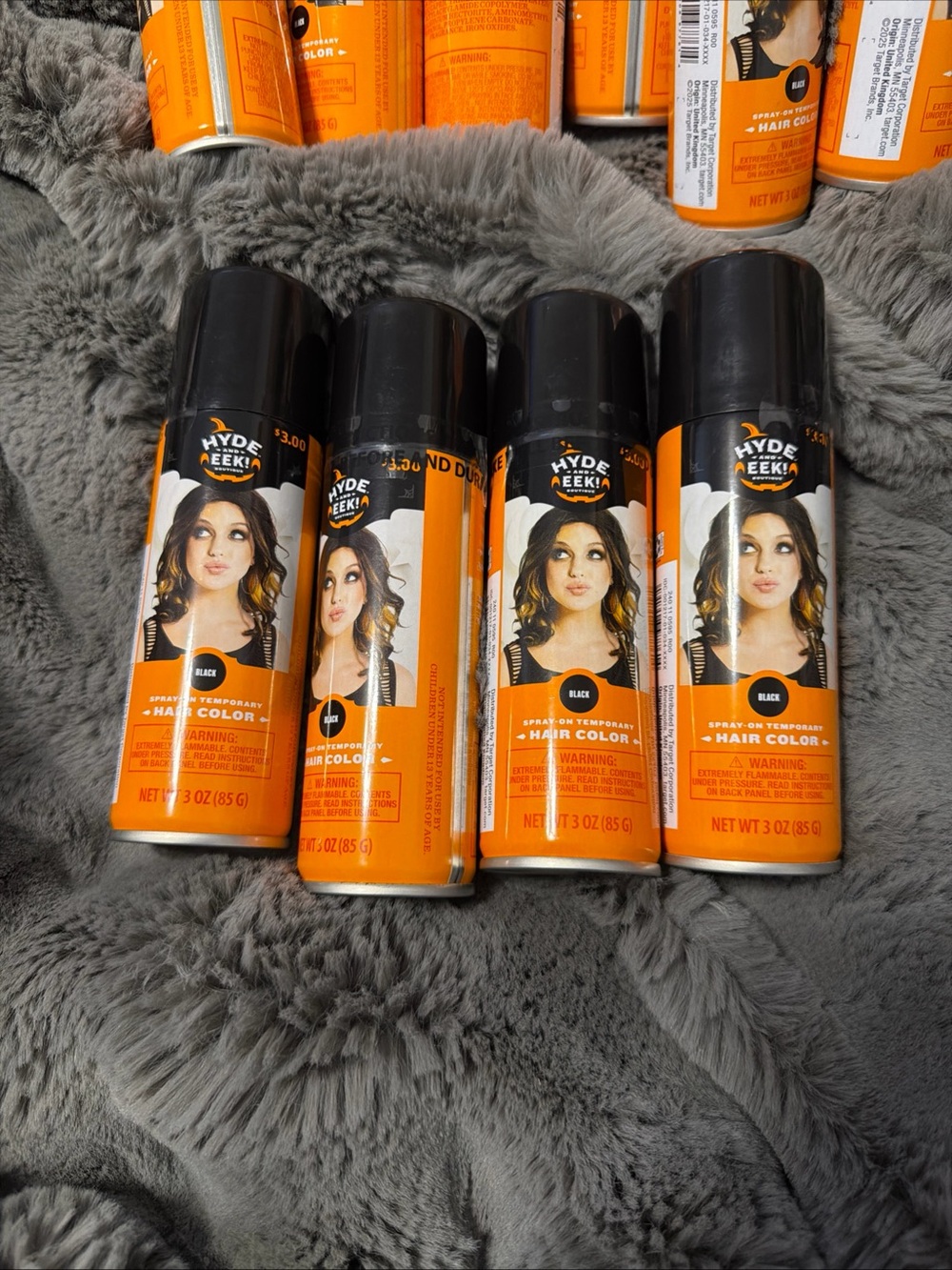 4 Hyde & EEK Temporary Hair Color Spray Washable Halloween Costume Makeup Black